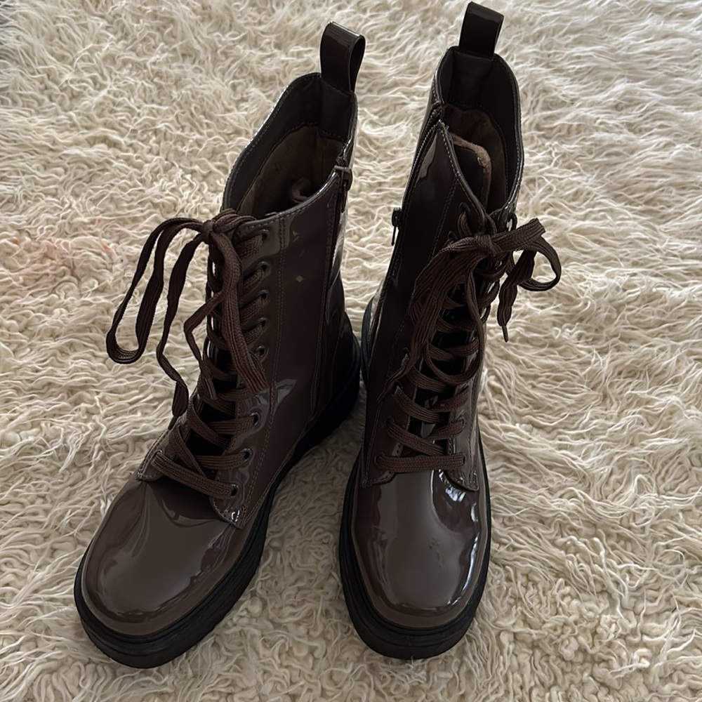 Platform Patent Leather Boots for Women